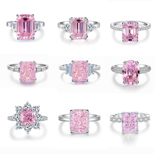 Pink Collection- Sterling Silver Engagement Ring Shine of Diamond