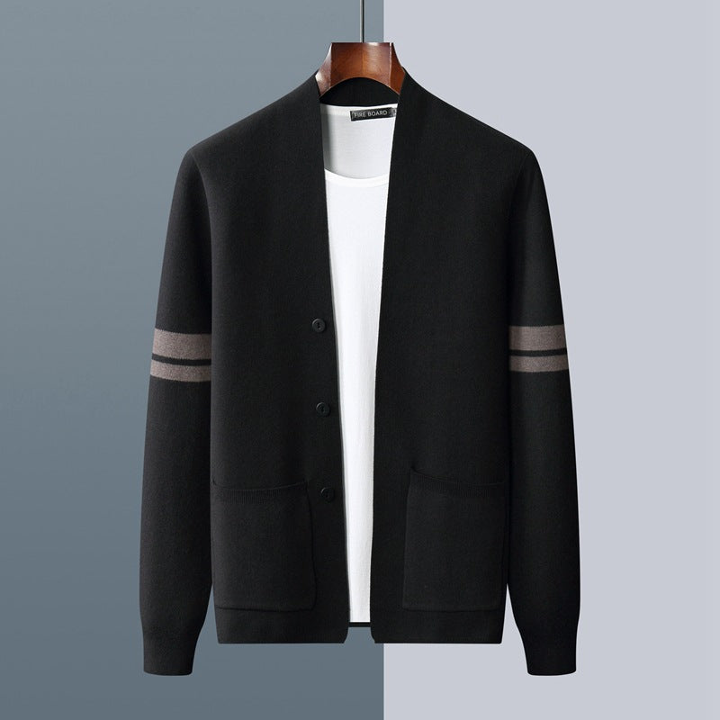 Striped Knit Open Front - Cardigan
