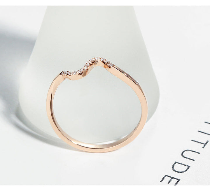 Simple Wave Design Rose Golden Tone Band Carly Jewelry