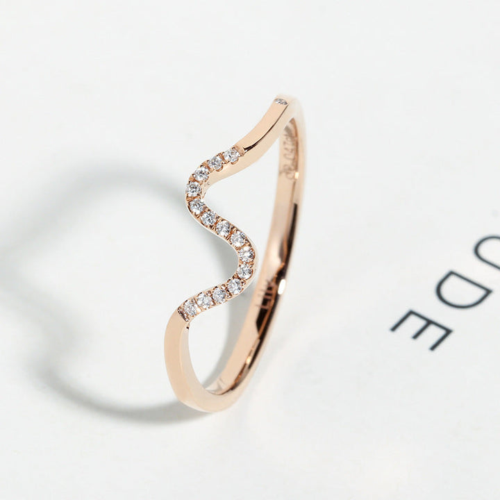 Simple Wave Design Rose Golden Tone Band Carly Jewelry