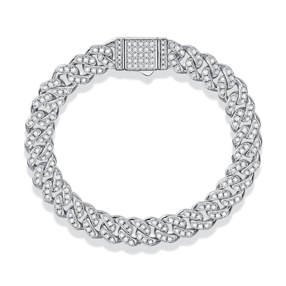 Cuban Hip Hop Moissanite Sterling Silver Bracelet shine of diamond