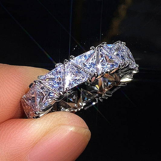Full Eternity Triangle Gemstone Wedding Band in 925 Sterling Silver Shine of Diamond