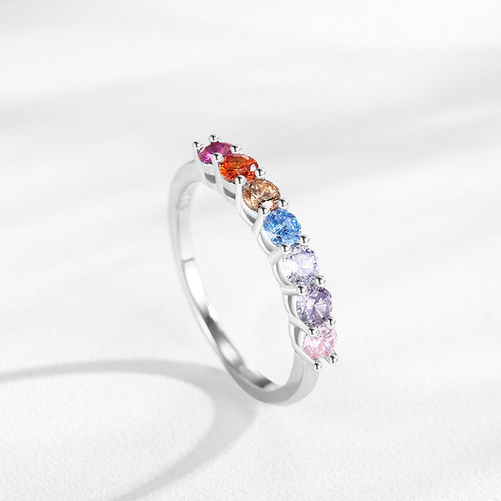 Round Cut Multi-color Sterling Silver Band Carly Jewelry