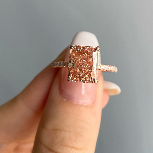 Elegant Rose Golden Engagement Ring in 925 Sterling Silver shine of diamond