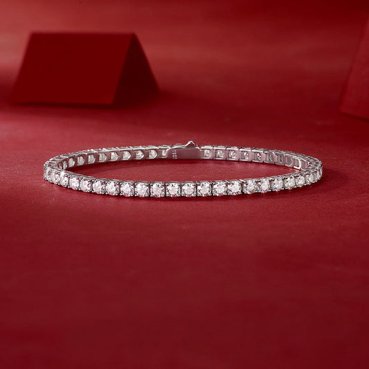 Classic Round Cut Moissanite Sterling Silver Tennis Bracelet shine of diamond