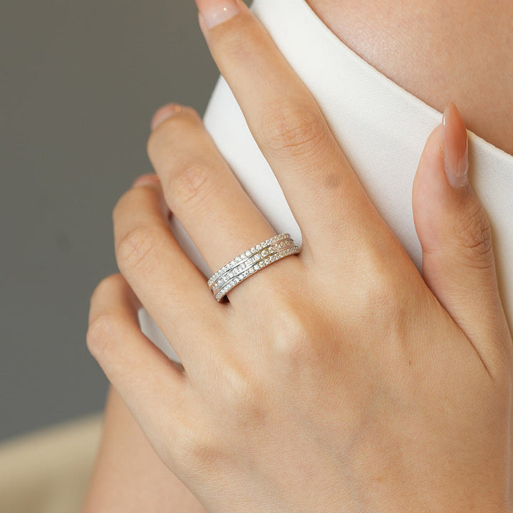 Three Row Channel Setting Moissanite Eternity Wedding Band Shine of Diamond