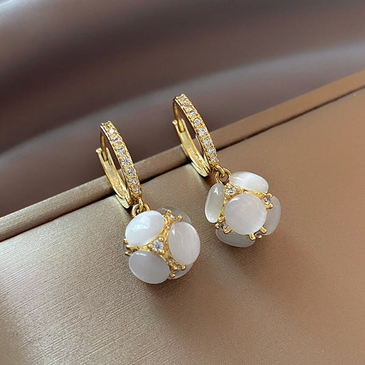 Luxury Opal Dangle Earrings In Golden Tone Dobrilajewelry