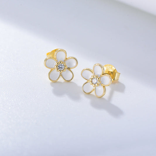 Cute Floral Sterling Silver Stud Earrings Carly Jewelry