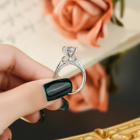 Sparkle 3.0ct bowknot Design  Moissanite Engagement Ring shine of diamond
