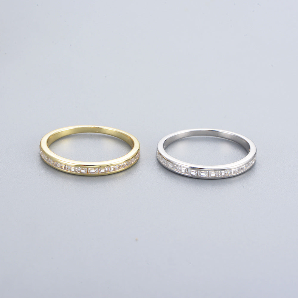 Simple Geometric Sterling Silver Band Shine of Diamond