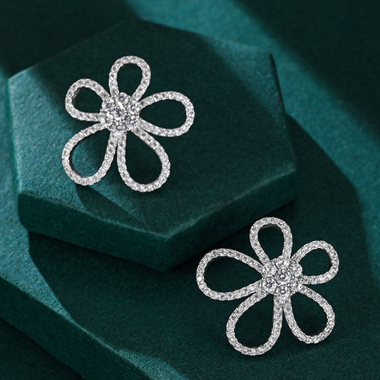 Flower Design Sterling Silver Stud Earrings Dobrilajewelry