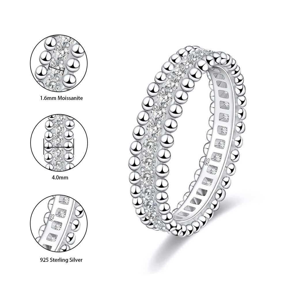 Round Cut Paved Moissanite 18k Gold Plated Band Carly Jewelry