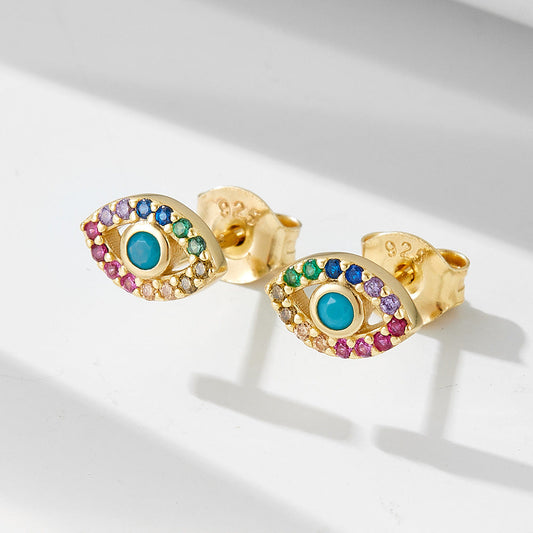 Evil Eye Sterling Silver Stud Earrings Carly Jewelry