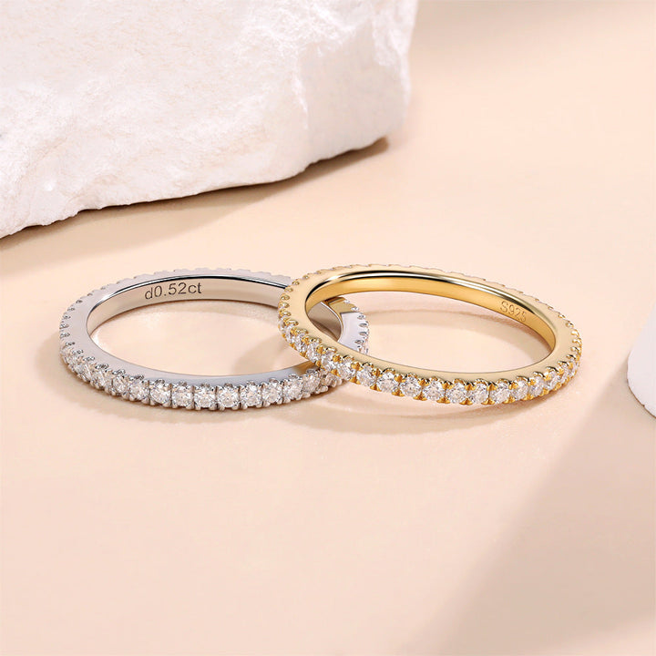 Simple D Color Moissanite Paved Ring Band Carly Jewelry