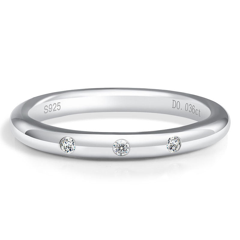 Classic Moissanite 18k White Gold Plated Band Carly Jewelry