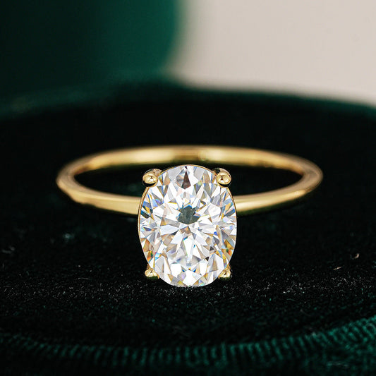Timeless Oval Cut Sterling Silver Moissanite Engagement Ring Shine of Diamond