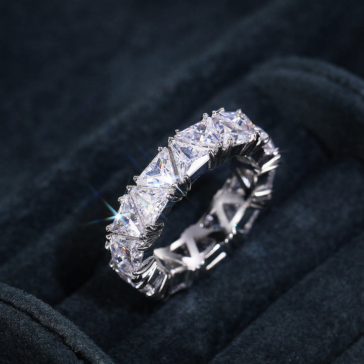 Full Eternity Triangle Gemstone Wedding Band in 925 Sterling Silver Shine of Diamond