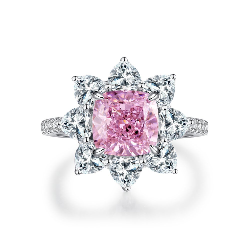 Pink Collection- Sterling Silver Engagement Ring Shine of Diamond