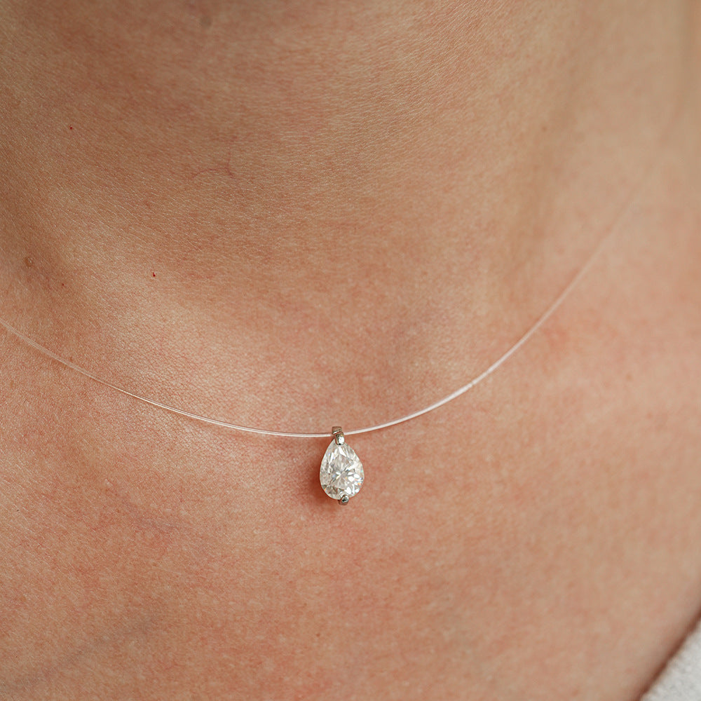 Mermaid Tears Design Pear Cut Moissanite Necklace Shine of Diamond