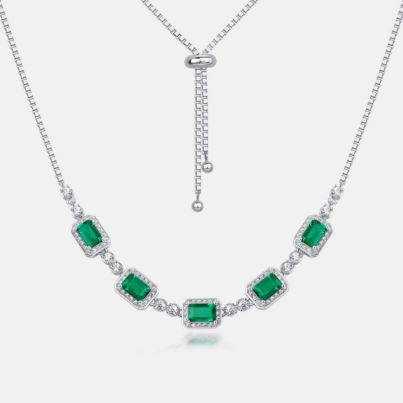 Luxury Emerald Green White Gold Plated Necklace Carly Jewelry
