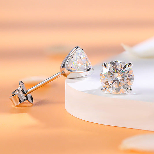 Classic 1.0ct 18K White Gold Plated D Color Moissanite Earrings Carly Jewelry