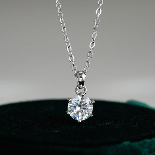 Timeless Deesign 6 Prong Moissanite Necklace Shine of Diamond