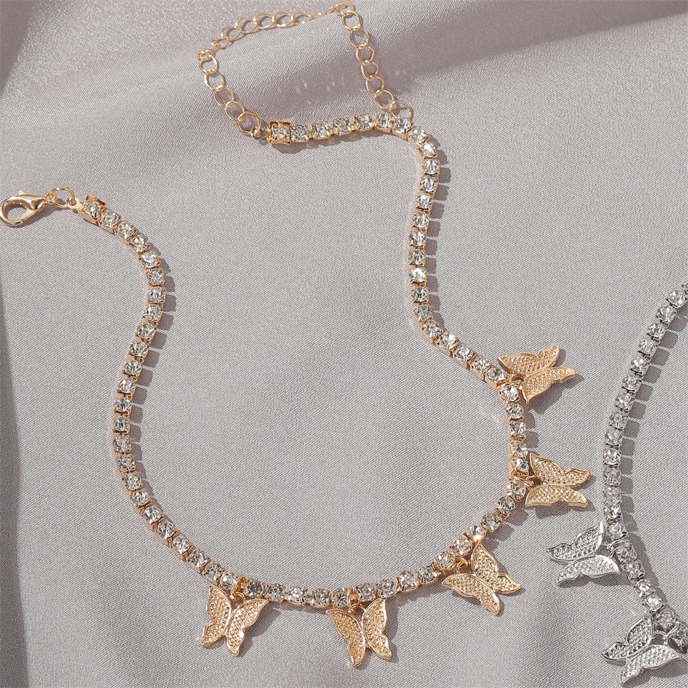 Stunning Butterfly Design Chic Necklace Shine of Diamond