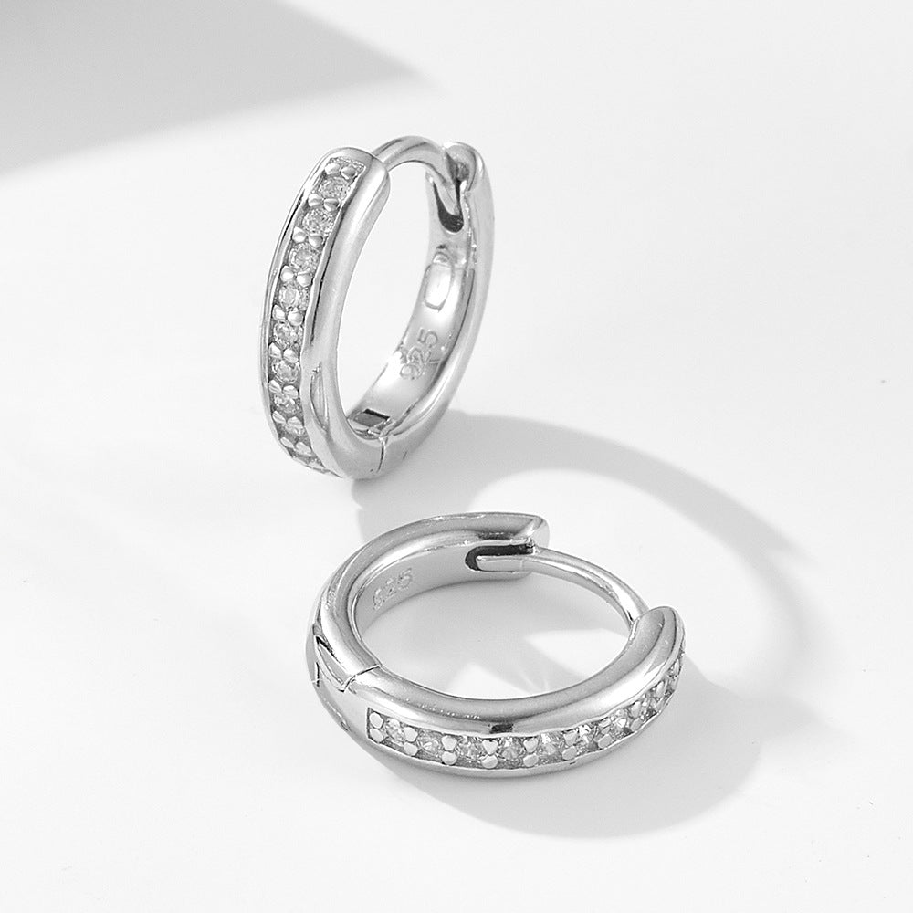 Classic Paved Sterling Silver Drop Earrings Shine of Diamond