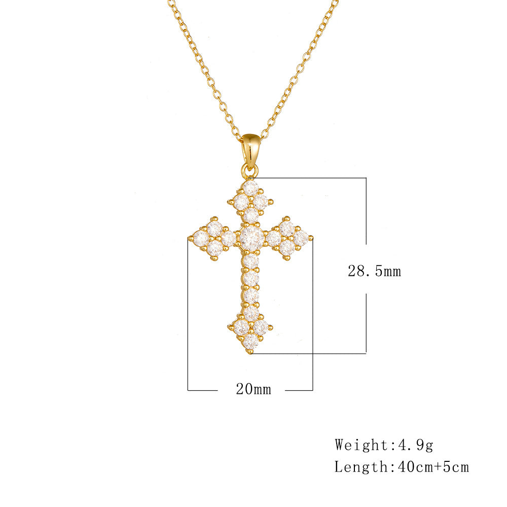 Stunning Cross Sterling Silver Pendant Necklace Shine of Diamond