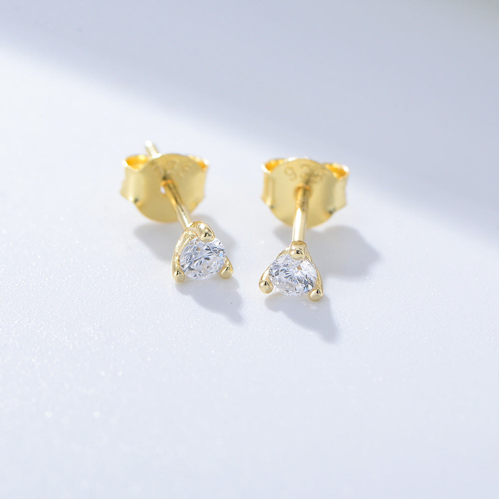 3 Prog Stud Earrings in Sterling Silver Shine of Diamond