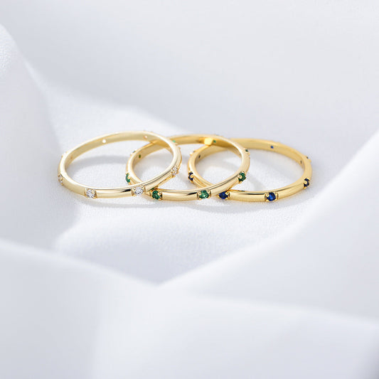 Simple Mutil-color Sterling Silver Wedding Band Juluro
