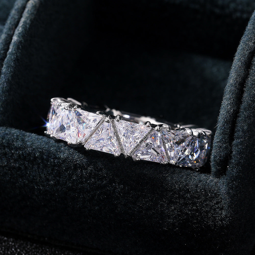 Full Eternity Triangle Gemstone Wedding Band in 925 Sterling Silver Shine of Diamond