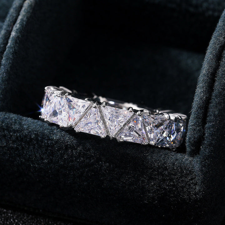 Full Eternity Triangle Gemstone Wedding Band in 925 Sterling Silver Shine of Diamond