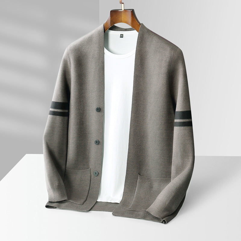 Striped Knit Open Front - Cardigan