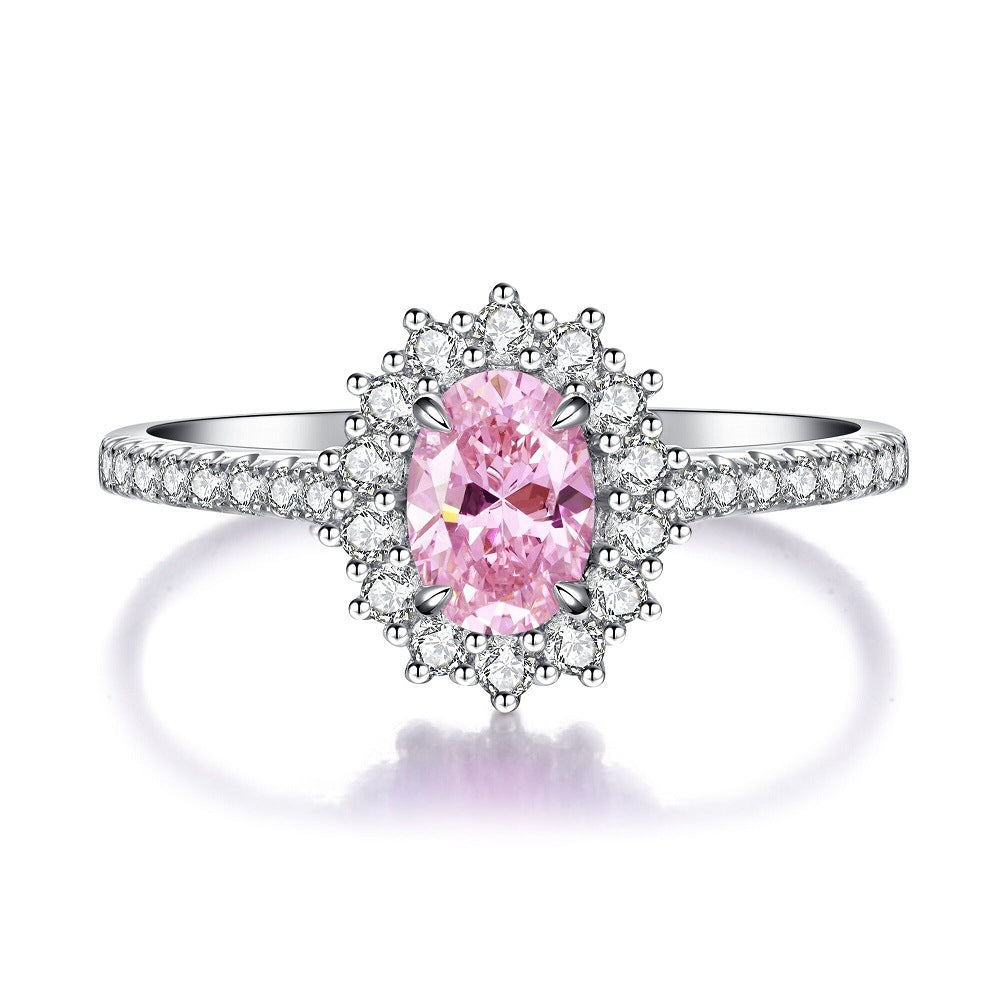 Pink Collection- Sterling Silver Engagement Ring Shine of Diamond