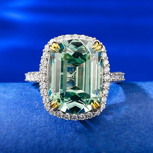Exquisite Tourmaline Sterling Silver Anniversary Engagement Ring shine of diamond