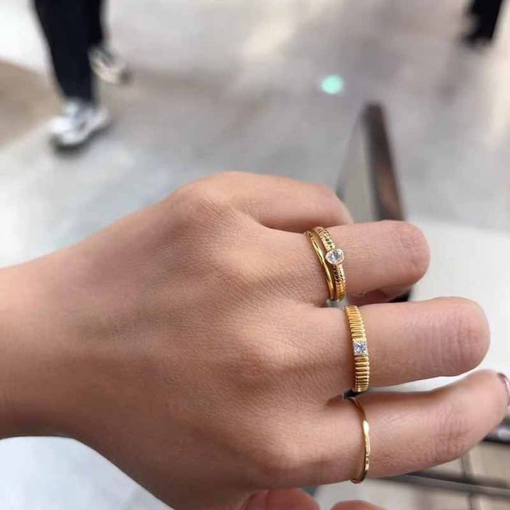 Grosgrain Design Golden Tone Ring Carly Jewelry