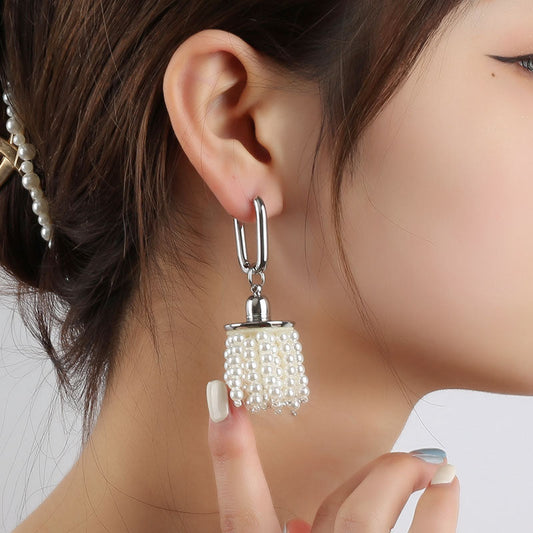 Retro Baroque Lantern Fringe Pearl Drop Earrings Dazzleyesjewelry