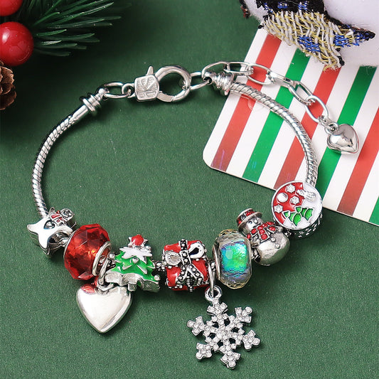 Christmas Tree Snowman Beaded Bracelet Shine of Diamond