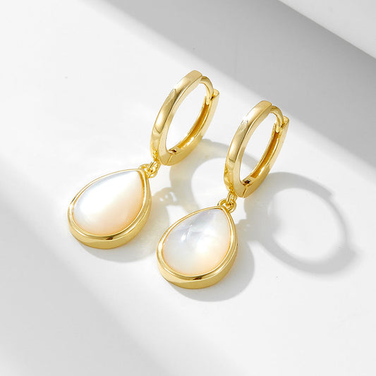 Pear Shape Design Natural Shell Hoop Earrings Carly Jewelry