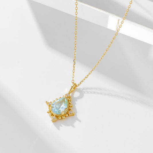 Luxury Pear Shape Topaz Pendant Neckalce Shine of Diamond