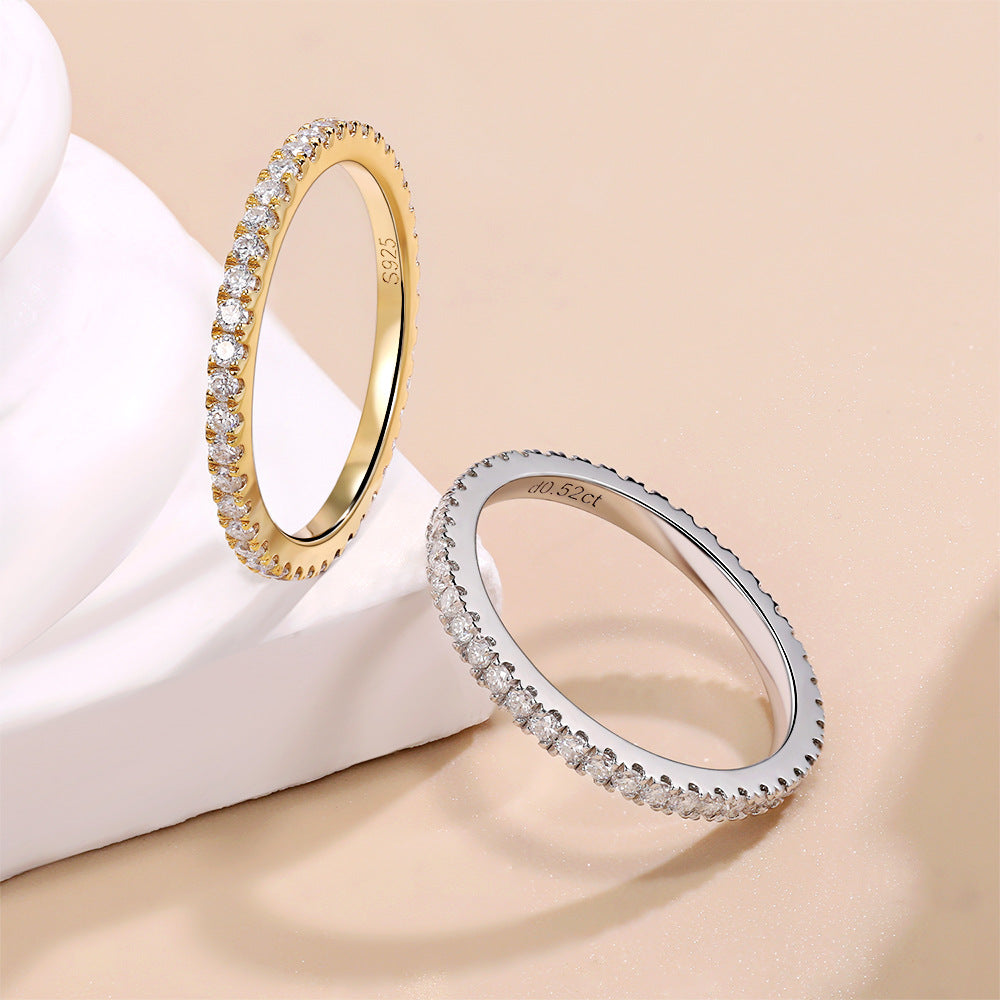 Simple D Color Moissanite Paved Ring Band Carly Jewelry