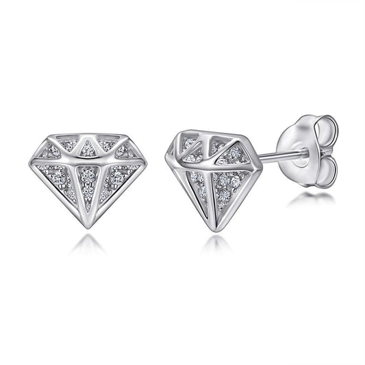 Diamond Sterling Silver Stud Earrings Shineofidamond