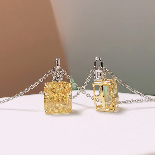 Stunning 4.5ct Yellow Pendant Necklace Carly Jewelry