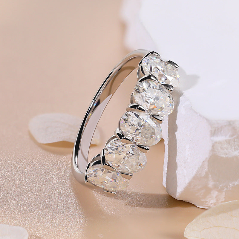 2.5 Ct Oval Cut Moissanite White Gold Band Carly Jewelry