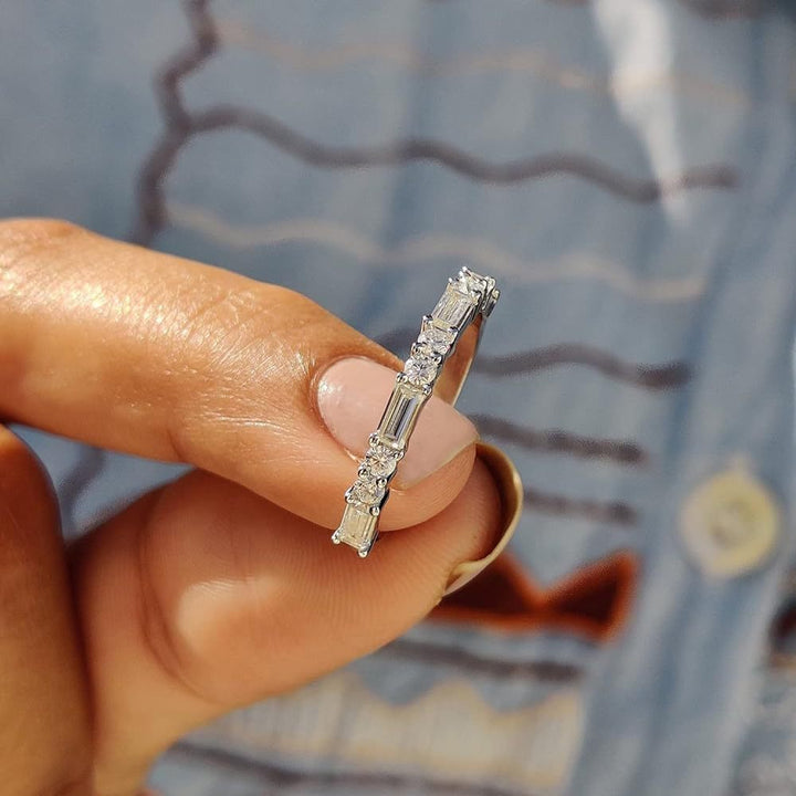 Unique Stackable Wedding Band in Sterling Silver Carly Jewelry