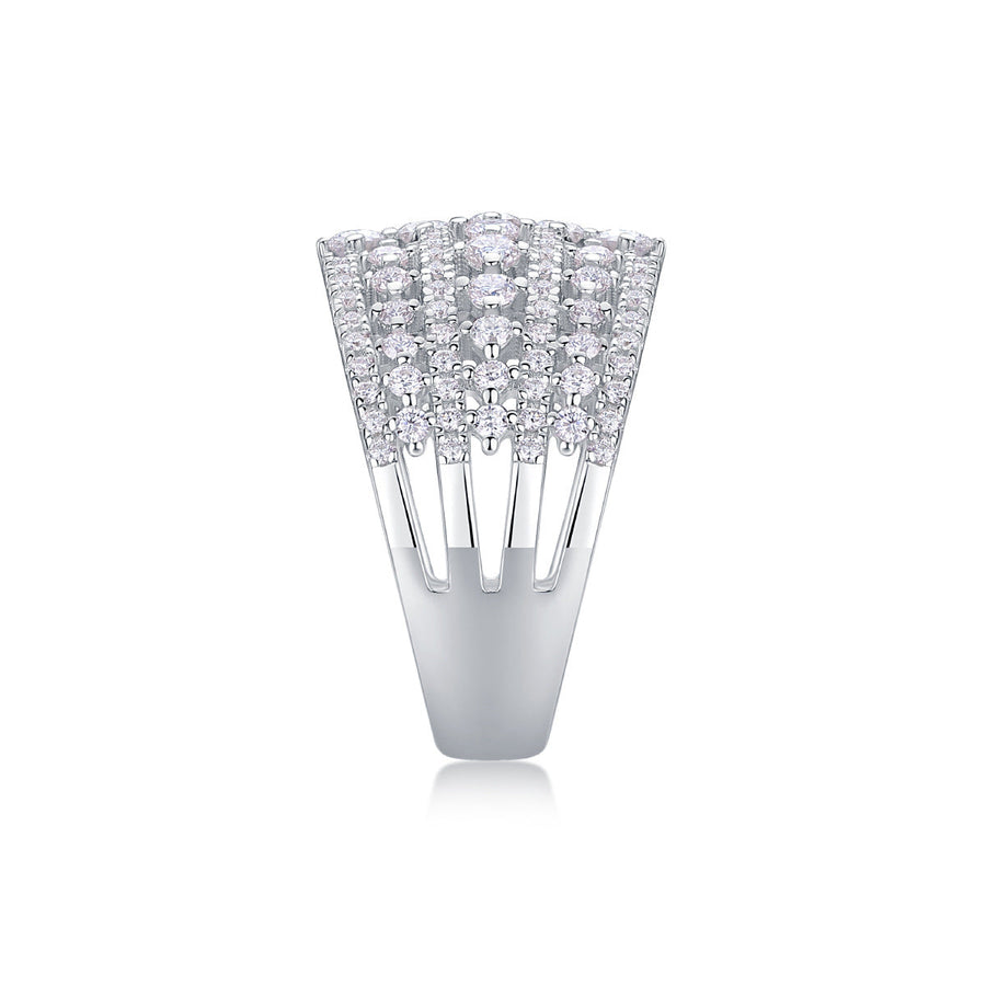 Luxury Moissanite 18K White Gold Plated Sterling Silver Band Shine of Diamond