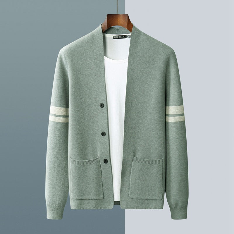 Striped Knit Open Front - Cardigan