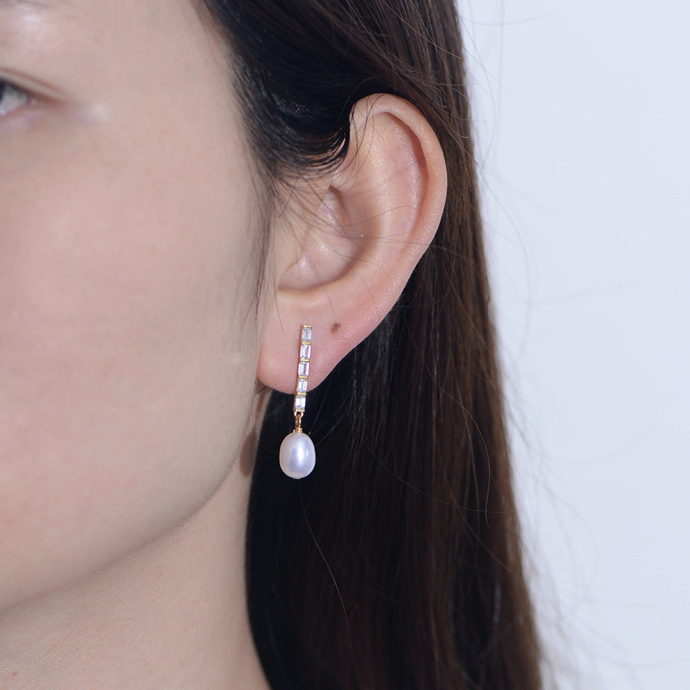 Elegant Pearls Sterling Silver Drop Earrings Carly Jewelry