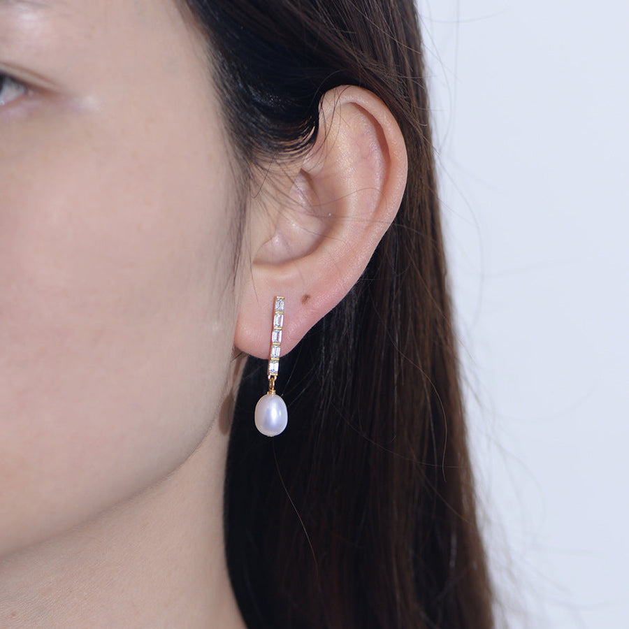 Elegant Pearls Sterling Silver Drop Earrings Carly Jewelry